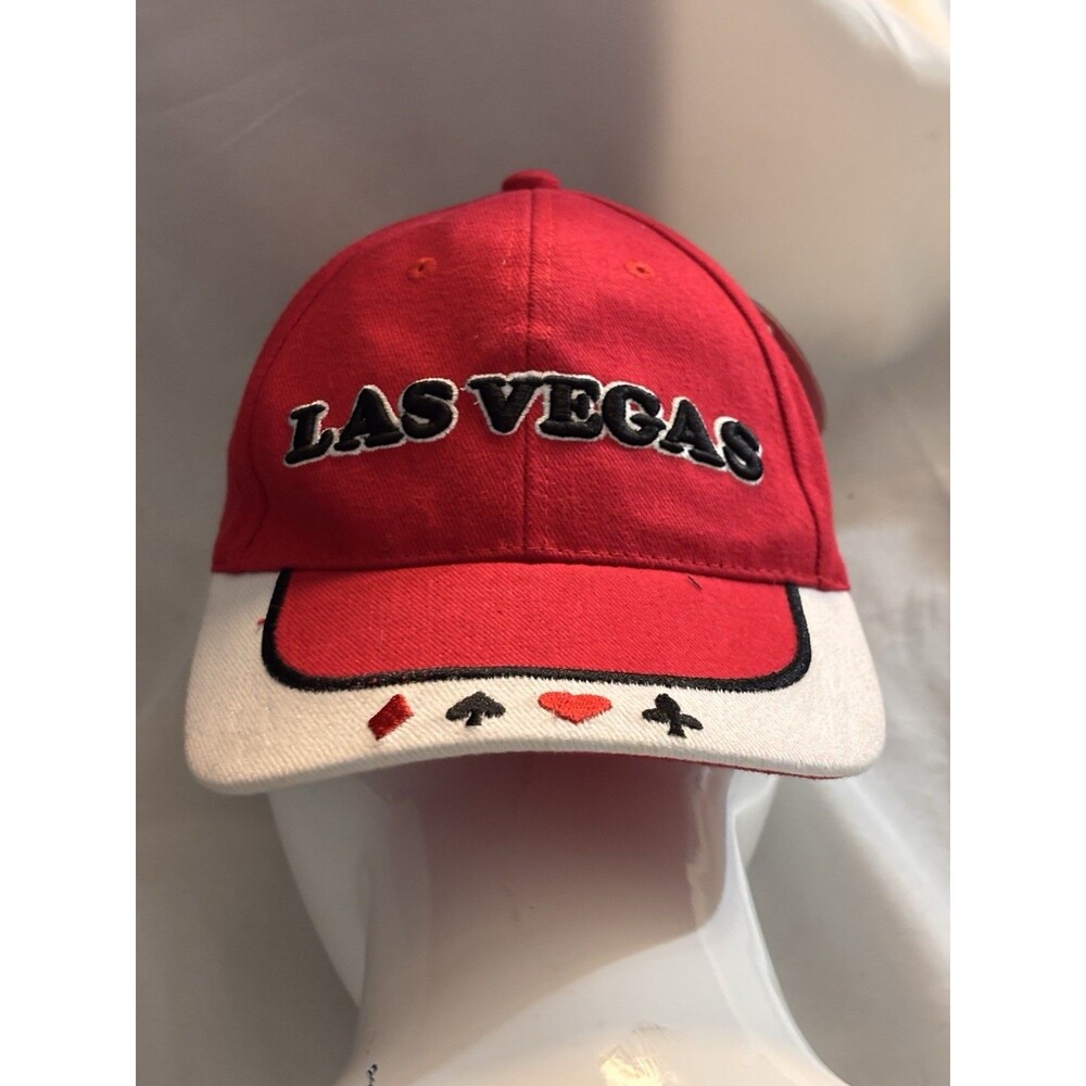 Las Vegas Embroidered Strapback Adjustable Hat in Red